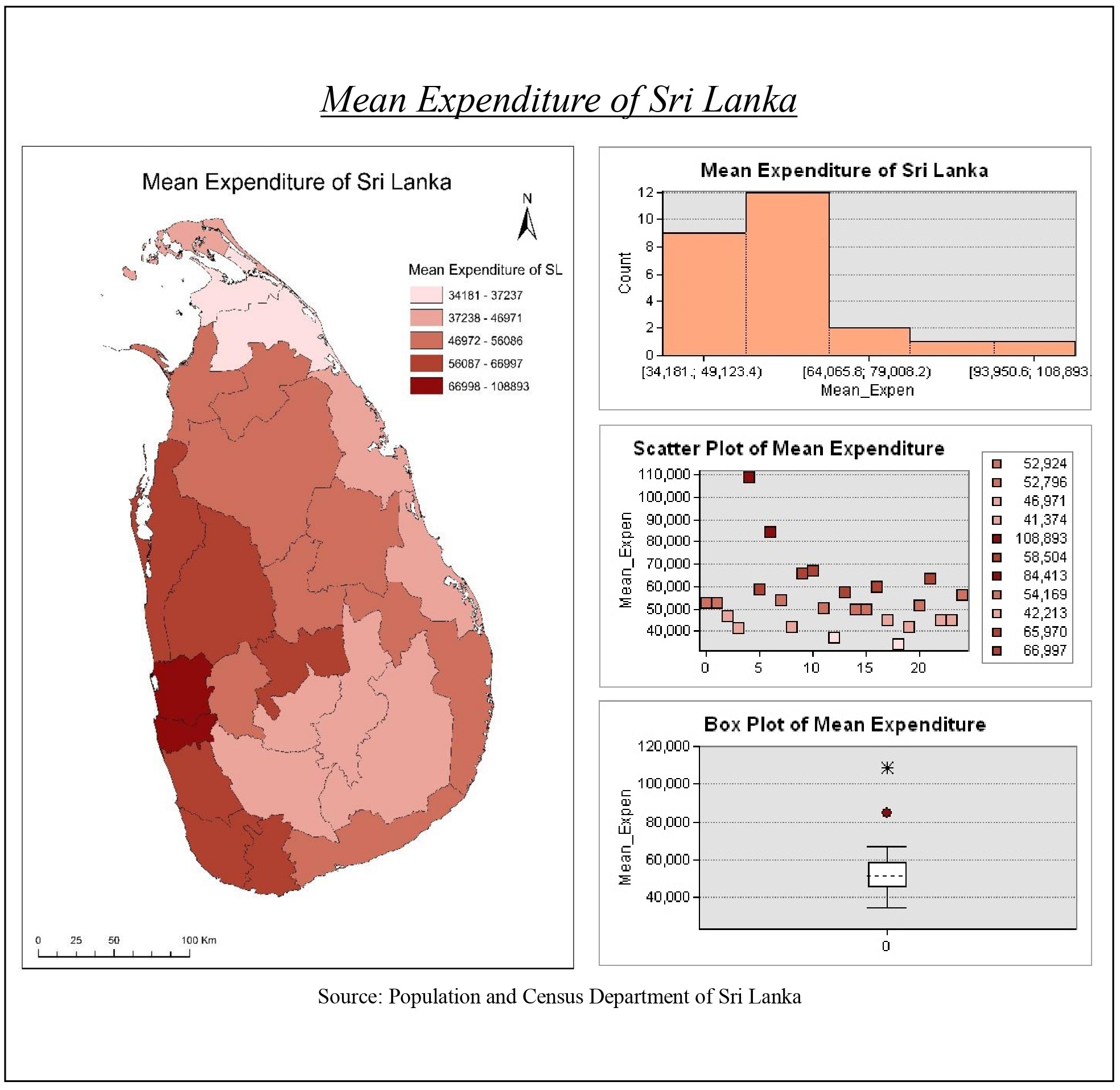 Mean Expenditure of Sri Lanka Map
